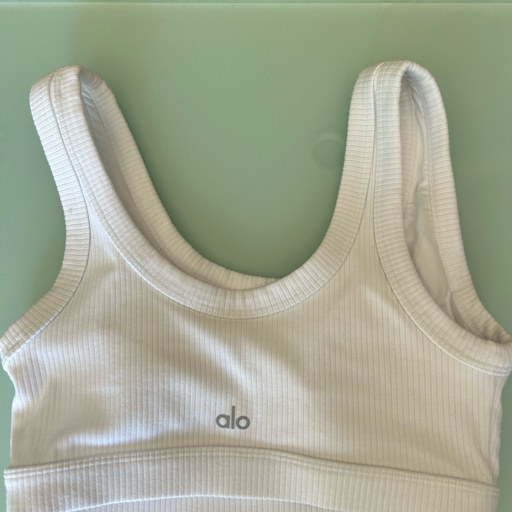 ALO Yoga White Ribbed Tank
